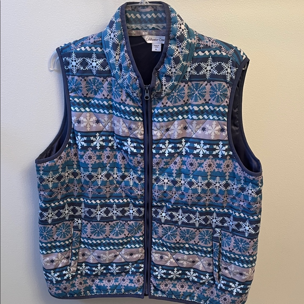 Coldwater Creek Blue and White Patterned Vest